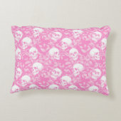 Punk girly Gothic pink skulls & foliage Halloween アクセントクッション (裏面)