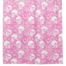 Punk girly Gothic pink skulls & foliage Halloween