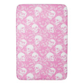 Punk girly Gothic pink skulls & foliage Halloween バスマット (正面縦)