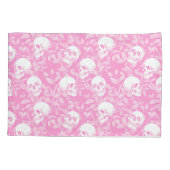 Punk girly Gothic pink skulls & foliage Halloween 枕カバー (裏面)