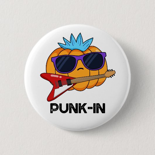 Punk-in Funny Punk Rock Pumpkin Pun 缶バッジ (正面)