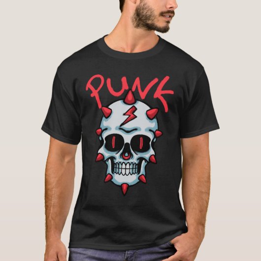 Punk Inspired Skull streetwear Tシャツ (正面)