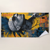 Punk Irokesenfrisur Mohawk Street Art ビーチタオル (正面)