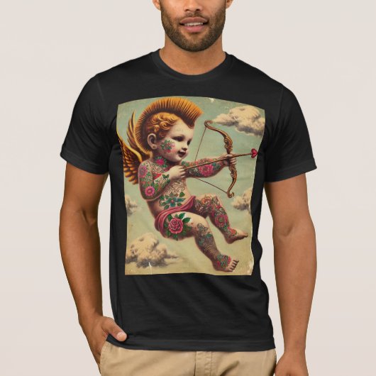 Punk Love – タトゥー入りのキューピッドTシャツ Tシャツ (正面)