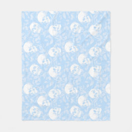 Punk pastel blue Gothic skulls & foliage Halloween フリースブランケット