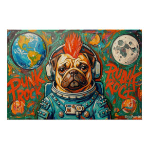 PUNK ROCK パグ 宇宙飛行士 4 ポスター