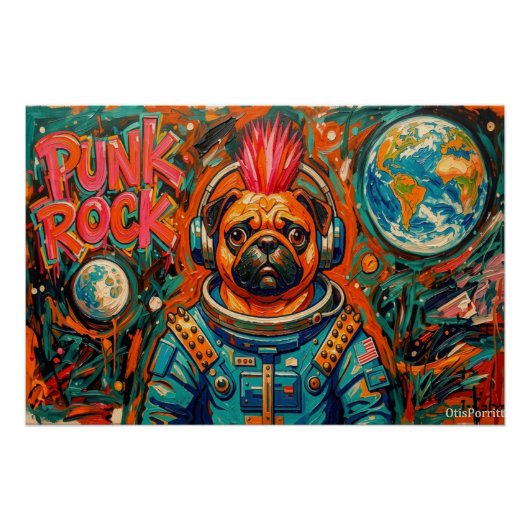 PUNK ROCK パグ 宇宙飛行士 6 ポスター (正面)