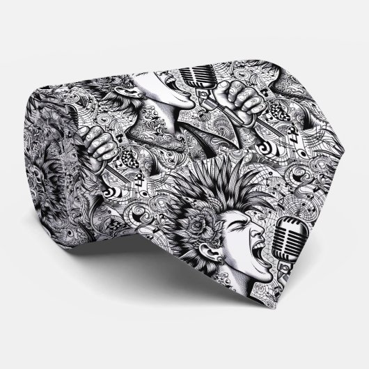 Punk Rock Black & White Necktie ネクタイ (ロール)