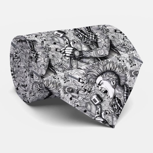 Punk Rock Black & White Necktie ネクタイ (ロール)
