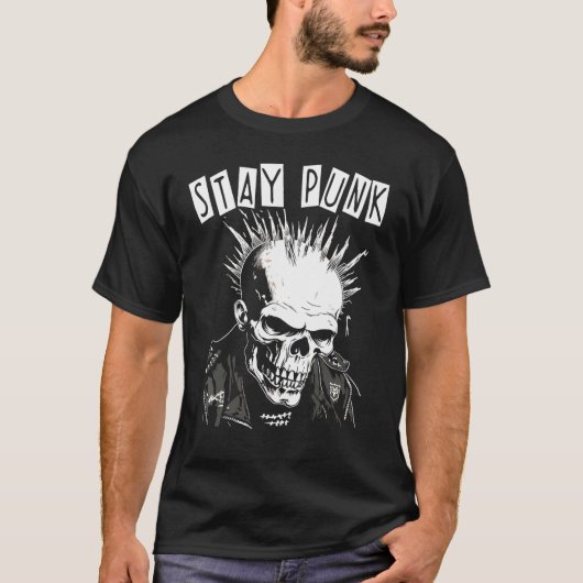 Punk Rock Concert Skull Skeleton Mohawk Mohican  S Tシャツ (正面)