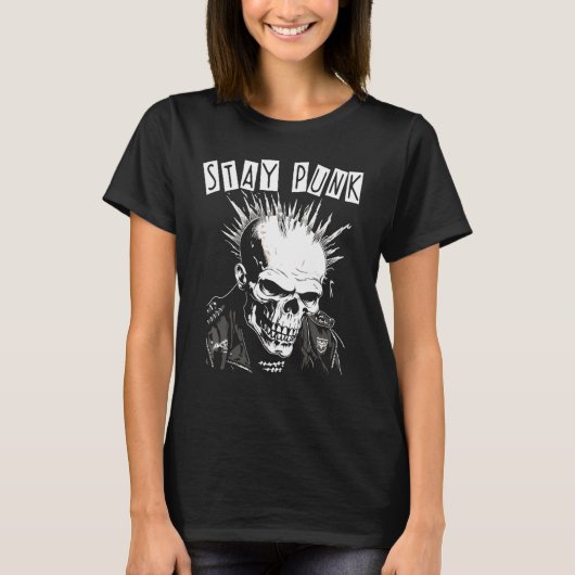 Punk Rock Concert Skull Skeleton Mohawk Mohican  S Tシャツ (正面)