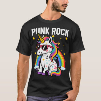 Punk Rock Cute Unicorn Music Rocker Toddler Girls Tシャツ