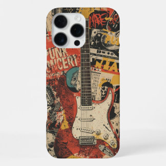 Punk Rock Guitar Collage Music Art for Rock Fans iPhone 16 Pro Maxケース