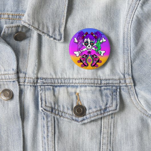 Punk Rock Inspired Roller Derby Girl Button Pin 缶バッジ (インサイチュ)