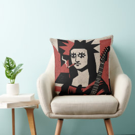 Punk Rock Mona Lisa Guitar Art クッション
