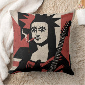 Punk Rock Mona Lisa Guitar Art クッション (ブランケット)