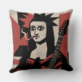 Punk Rock Mona Lisa Guitar Art クッション (裏面)