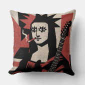 Punk Rock Mona Lisa Guitar Art クッション (正面)