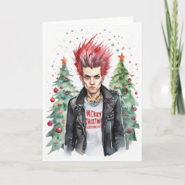 punk rocker christmas card カード