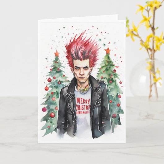 punk rocker christmas card カード (黄色い花)
