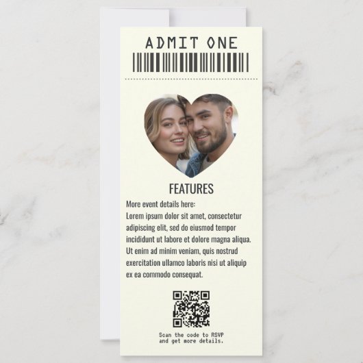 Punk Romance Rock ’n’ Roll Wedding Ticket 招待状 (裏面)