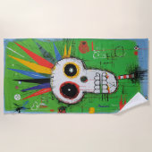 Punk Skull Graffiti Street Art ビーチタオル (正面)