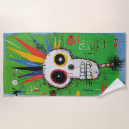 Punk Skull Graffiti Street Art ビーチタオル