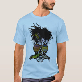 punk_tete_de_mort_crane_lunette_de_soleil_moustach tシャツ