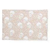 Punk tonal beige Gothic skulls & foliage Halloween 枕カバー (裏面)