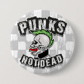 Punks Not Dead Skull Mohawk Punk Rock Rocker 缶バッジ (正面)