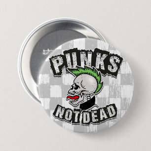 Punks Not Dead Skull Mohawk Punk Rock Rocker 缶バッジ