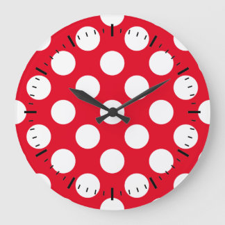 Punkte Weiss Rot ラージ壁時計