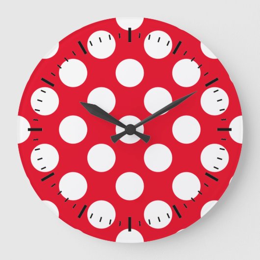 Punkte Weiss Rot ラージ壁時計 (正面)