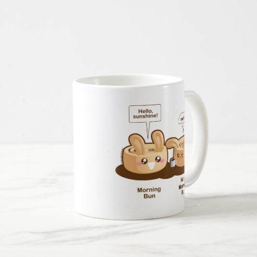 Punnyのパン: かわいい朝のバニー コーヒーマグカップ (正面右)