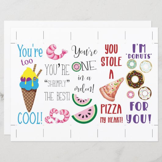 Punny Food Valentineのしおり (正面/裏面)