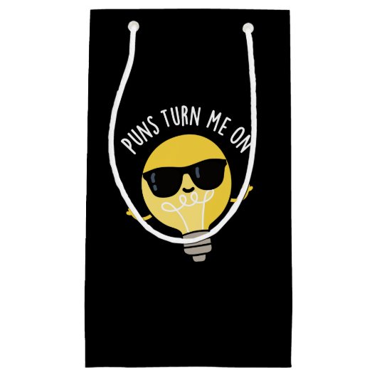 Puns Turn Me On Light おもしろい Bulb Pun Dark BG スモールペーパーバッグ (正面)