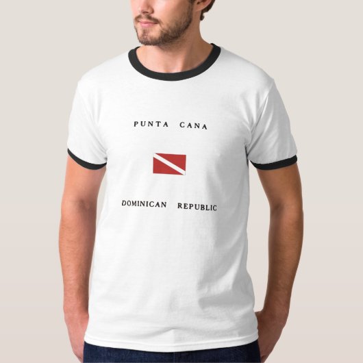 Punta Canaのドミニカ共和国のスキューバ飛び込みの旗 Tシャツ (正面)