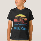 Punta Canaのドミニカ共和国の日没のヤシの木 Tシャツ (正面)