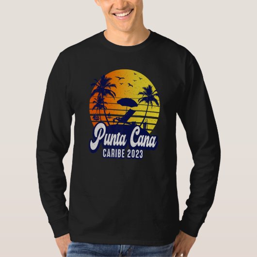 Punta Cana 2023 Dominican Sunset Beach Retro Premi Tシャツ (正面)