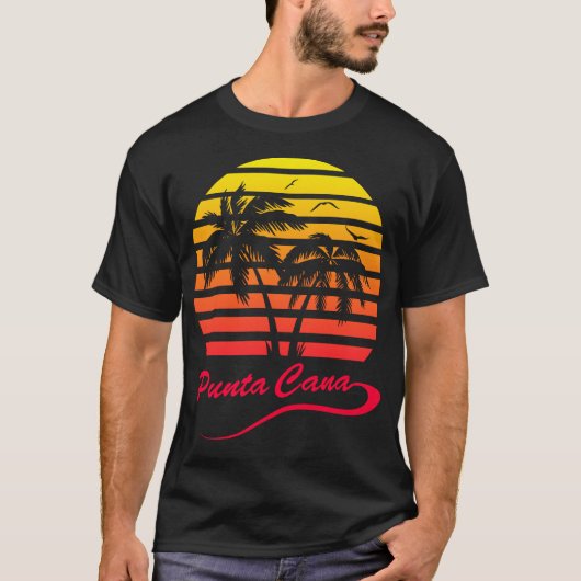 Punta Cana 80sの熱帯日没 Tシャツ (正面)