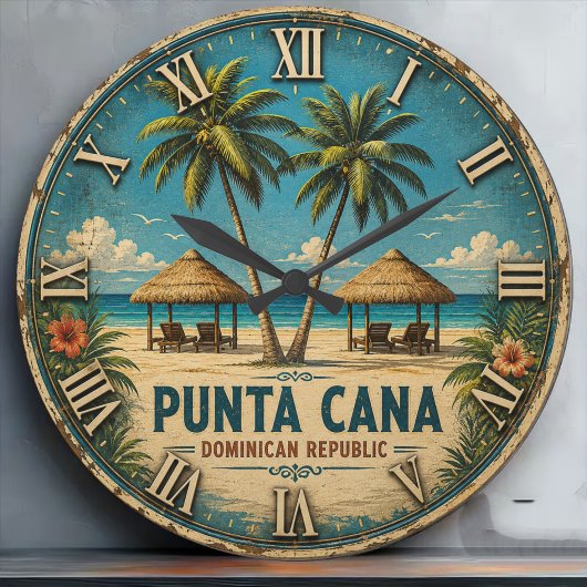 Punta Cana Beach Dominican Republic ラージ壁時計