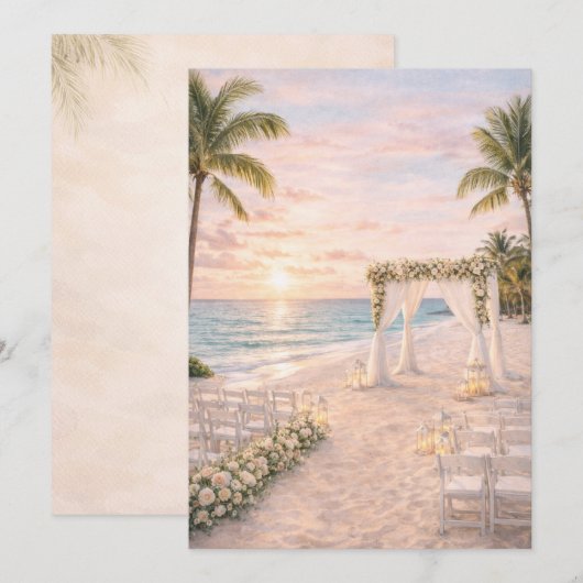 Punta Cana Beach Wedding Invitation | Editable  招待状 (正面/裏面)