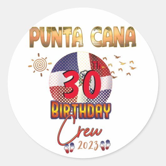 Punta Cana Dominican Republic Birthday  ラウンドシール (正面)