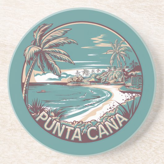 Punta Cana Dominican Republic Travel Art Badge コースター (正面)