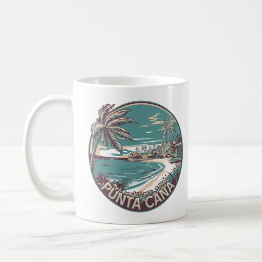 Punta Cana Dominican Republic Travel Art Badge コーヒーマグカップ (左)
