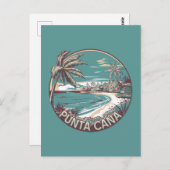 Punta Cana Dominican Republic Travel Art Badge ポストカード (正面/裏面)