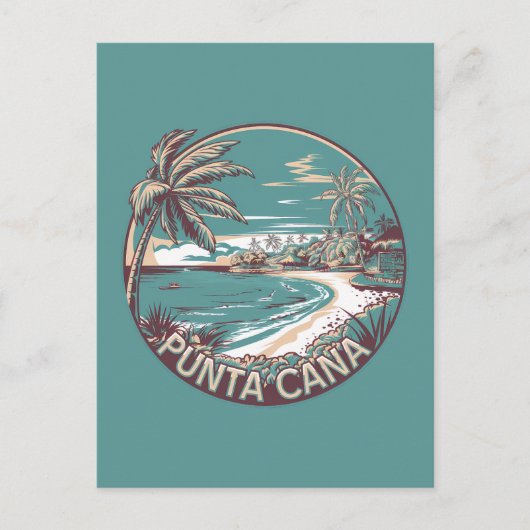 Punta Cana Dominican Republic Travel Art Badge ポストカード (正面)