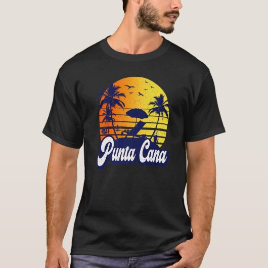 Punta Cana Dominican Sunset Beach Retro Premium Tシャツ (正面)