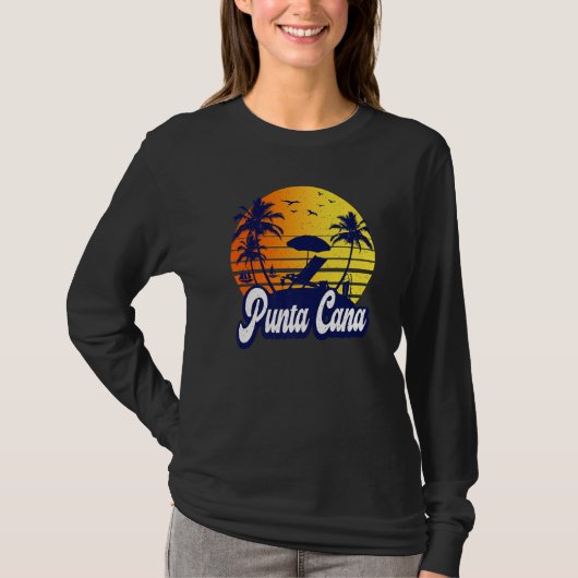 Punta Cana Dominican Sunset Beach Retro Premium Tシャツ (正面)