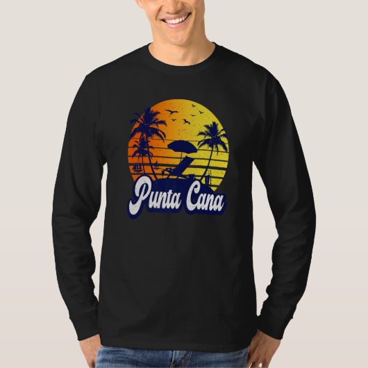 Punta Cana Dominican Sunset Beach Retro Premium Tシャツ (正面)